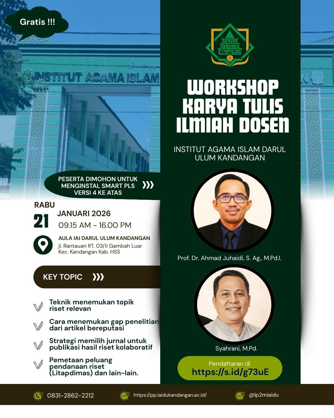 LP2M IAI Darul Ulum Kandangan Gelar Workshop Karya Tulis Ilmiah Dosen Tahun 2026